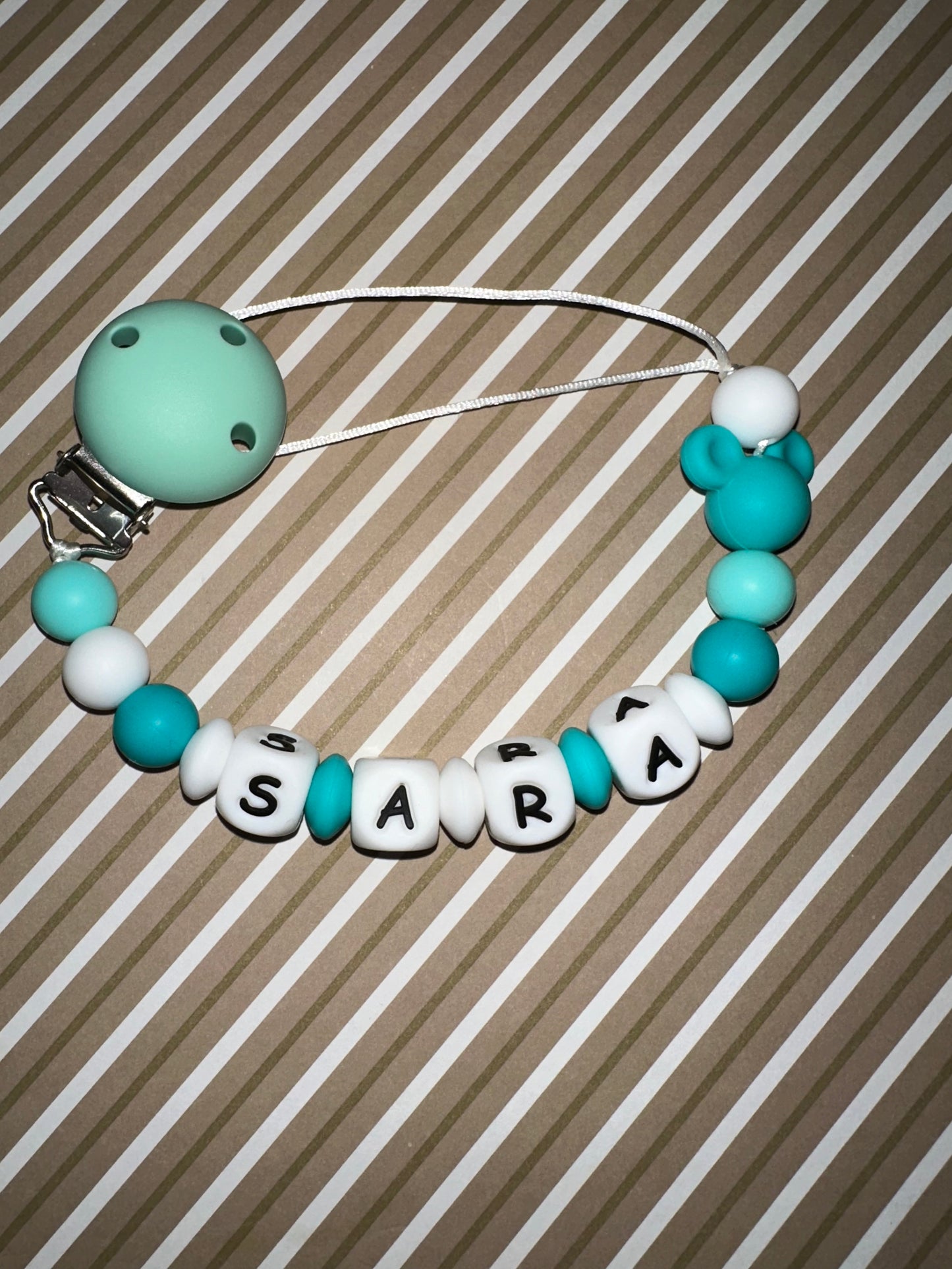 Chupetero Personalizado Verde Azul para Bebé – Silicona Segura y Libre de BPA