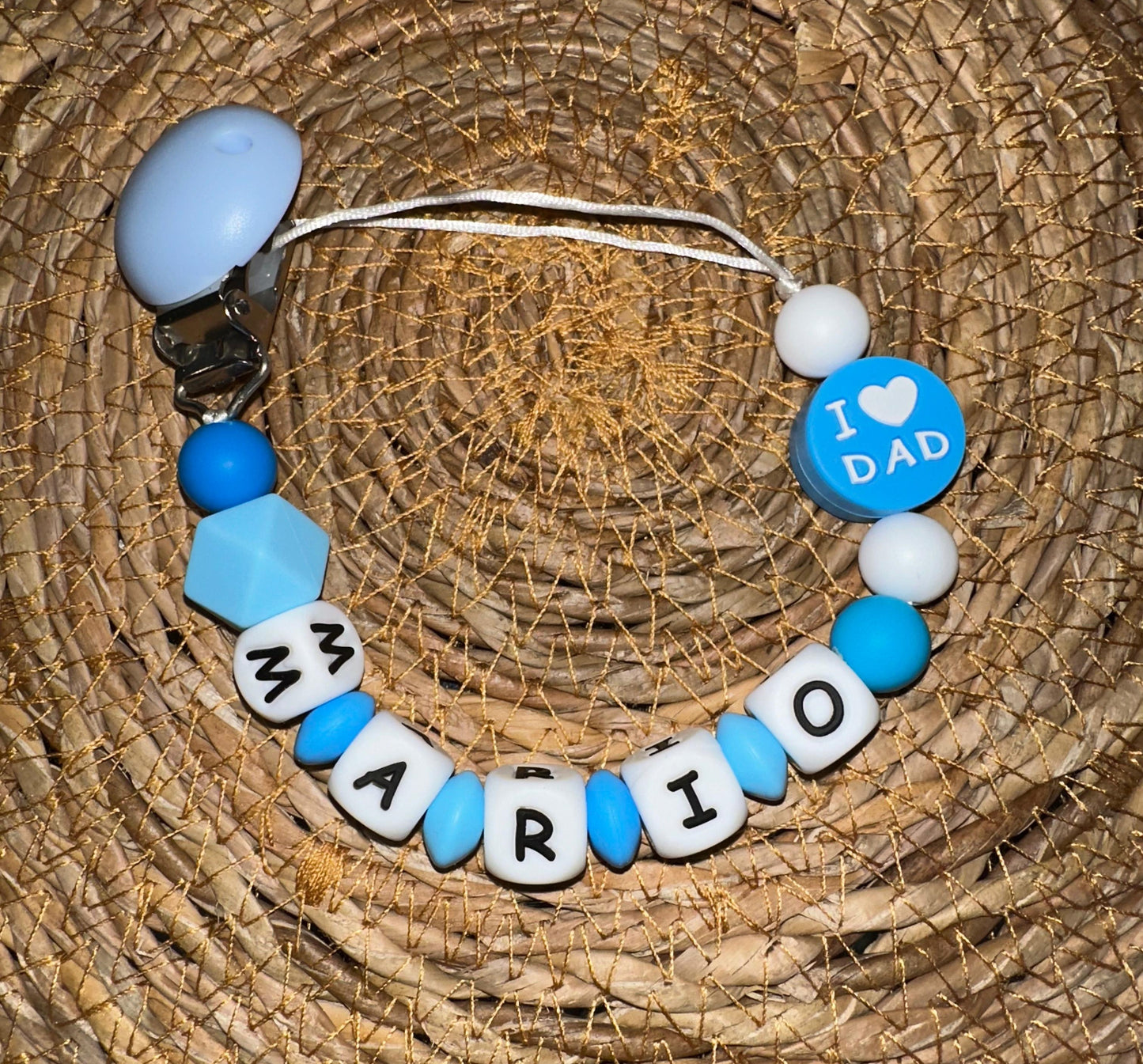 Chupetero Personalizado Papá Azul para Bebé – Silicona Segura y Libre de BPA