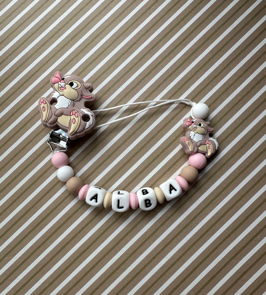 Chupetero Personalizado Miss Bunny para Bebé – Silicona Segura y Libre de BPA