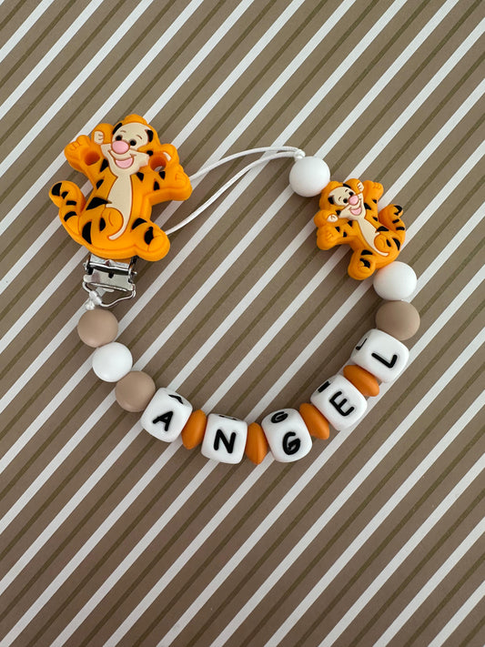 Chupetero Personalizado Tigger para Bebé – Silicona Segura y Libre de BPA