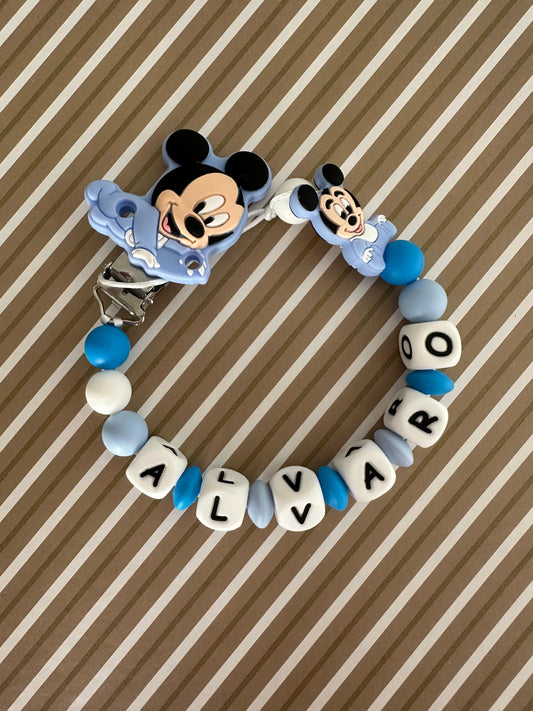 Chupetero Personalizado Mickey Bebé Azul para Bebé – Silicona Segura y Libre de BPA
