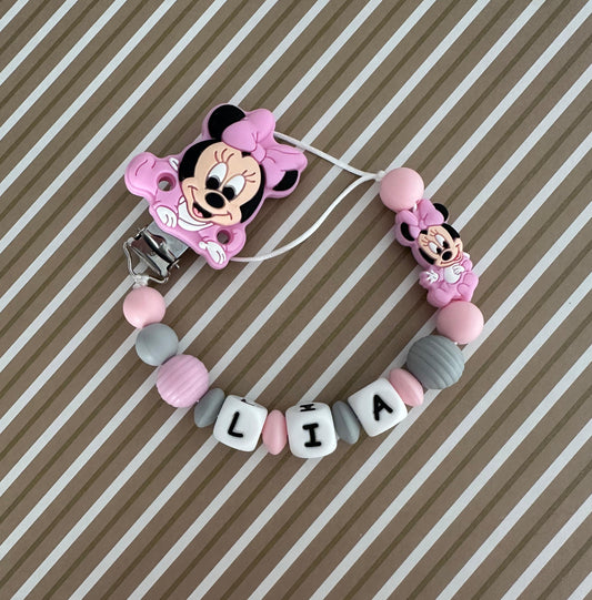 Chupetero Personalizado Minnie Bebé Rosa para Bebé – Silicona Segura y Libre de BPA
