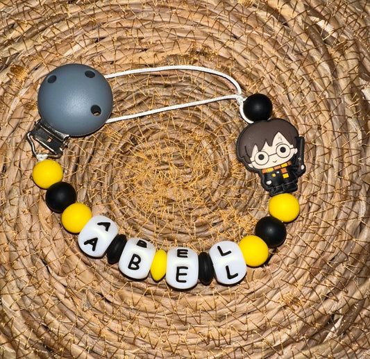 Chupetero Personalizado Amarillo Harry Potter para Bebé – Silicona Segura Libre de BPA