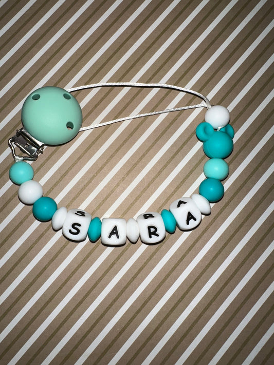 Chupetero Personalizado Verde Azul para Bebé – Silicona Segura y Libre de BPA