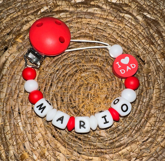 Chupetero Personalizado Papá Rojo para Bebé – Silicona Segura y Libre de BPA