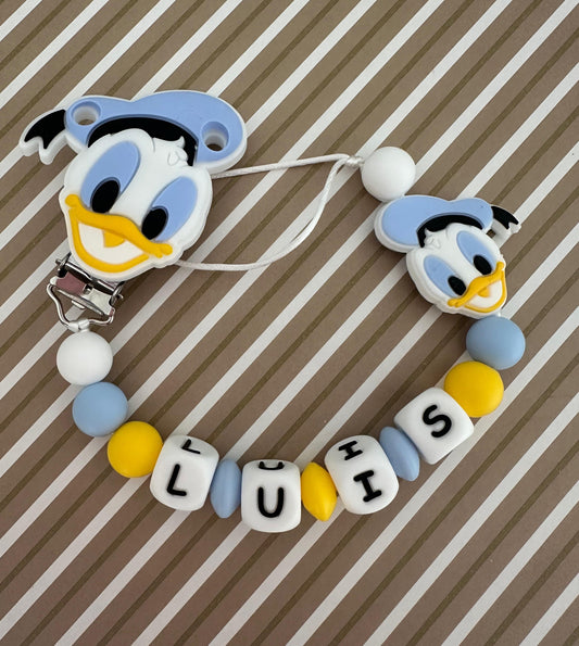 Chupetero Personalizado Pato Donald para Bebé – Silicona Segura y Libre de BPA