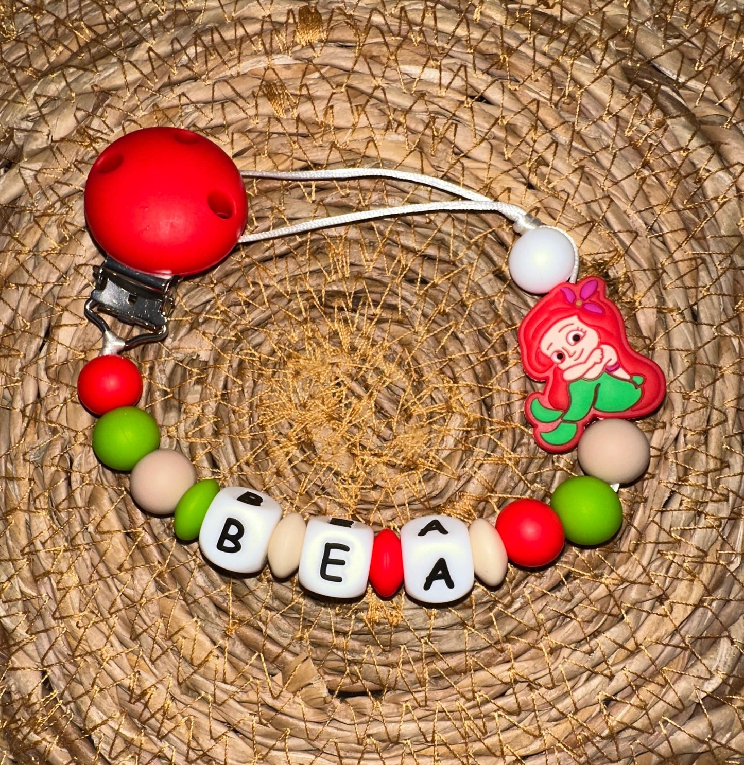 Chupetero Personalizado Sirenita para Bebé – Silicona Segura y Libre de BPA