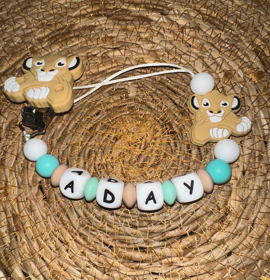 Chupetero Personalizado Rey León Azul para Bebé – Silicona Segura y Libre de BPA