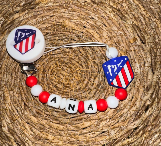 Chupetero Personalizado con Pinza Atlético de Madrid para Bebé – Silicona Segura y Libre de BPA