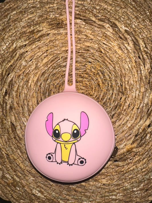 Portachupetes Stich Rosa para Bebé - Silicona Segura y Libre de BPA