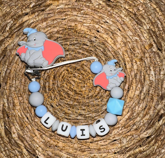 Chupetero Personalizado Dumbo Azul para Bebé – Silicona Segura y Libre de BPA