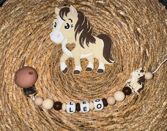 Pack chupetero y mordedor Caballo para Bebe - Silicona Segura y Libre de BPA