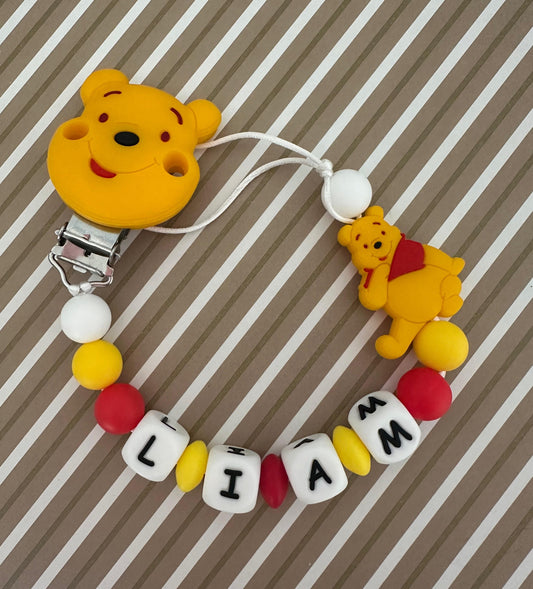 Chupetero Personalizado Winnie the Pooh para Bebé – Silicona Segura y Libre de BPA